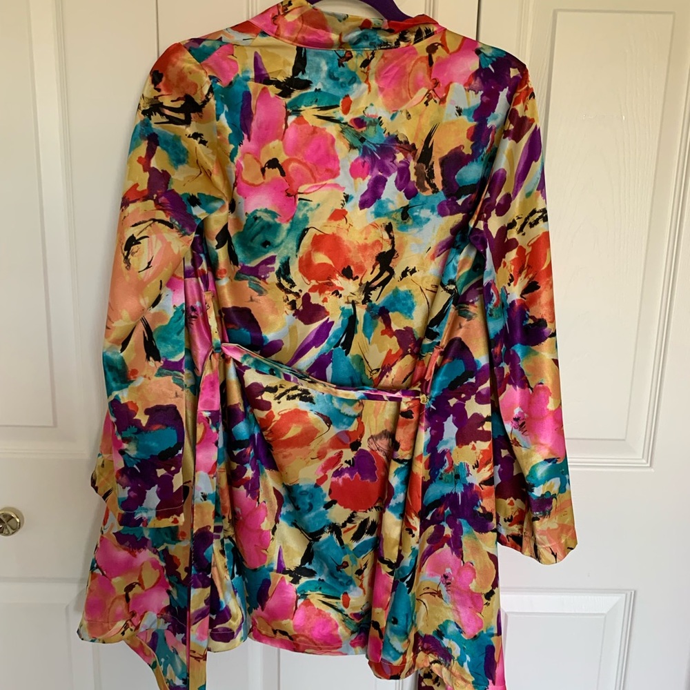 Silk floral robe